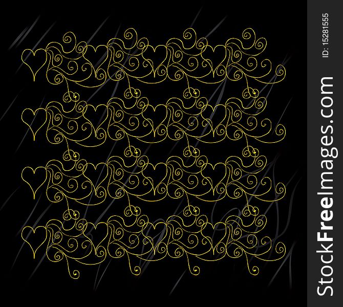 Curly Love card Background heart and swirl design elements. Curly Love card Background heart and swirl design elements