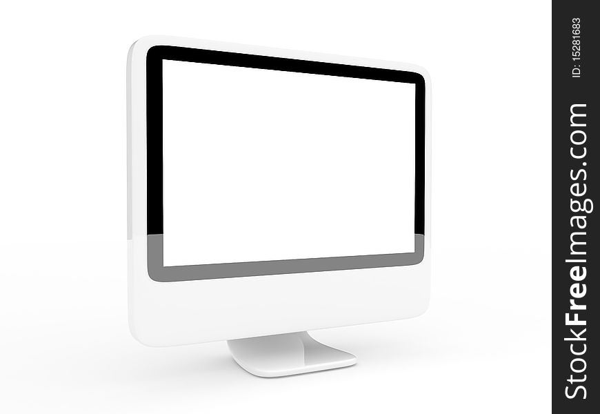 White lcd monitor 3d isolated