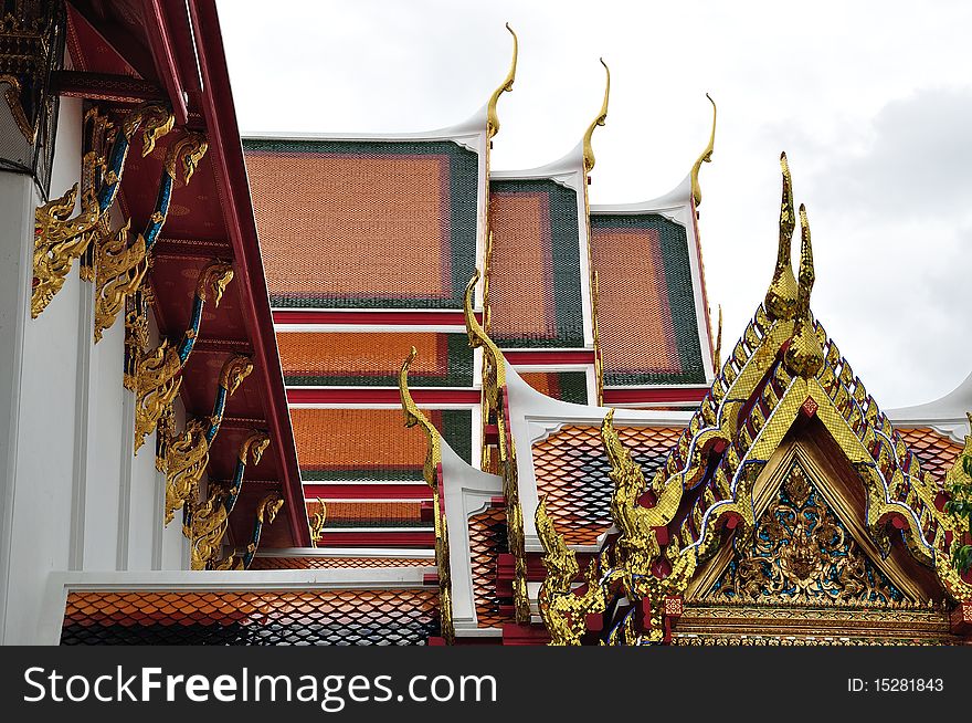 Temple roof at Wat Pra Kaew in Thailand