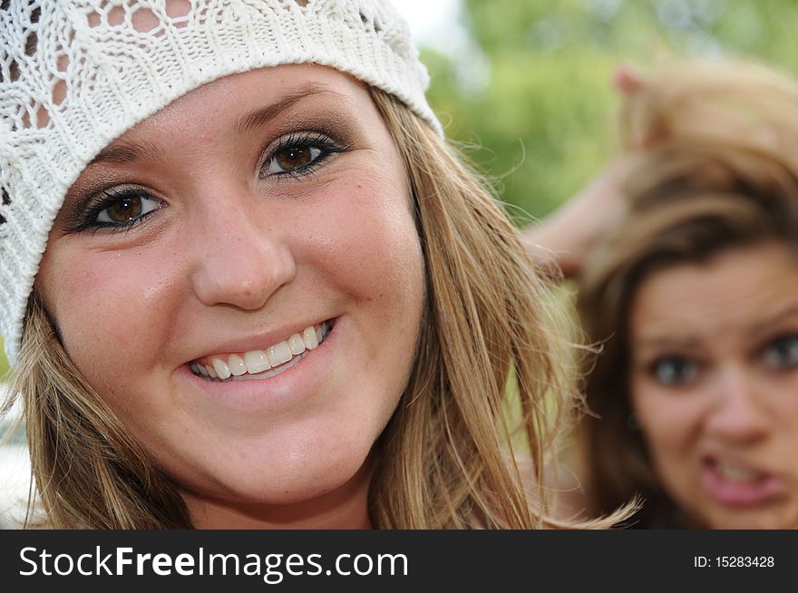 Female posing for photographs, with a surprise. Female posing for photographs, with a surprise.