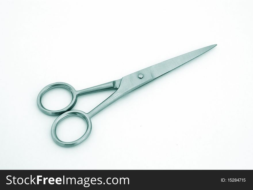 Isolated iron scissors close-up