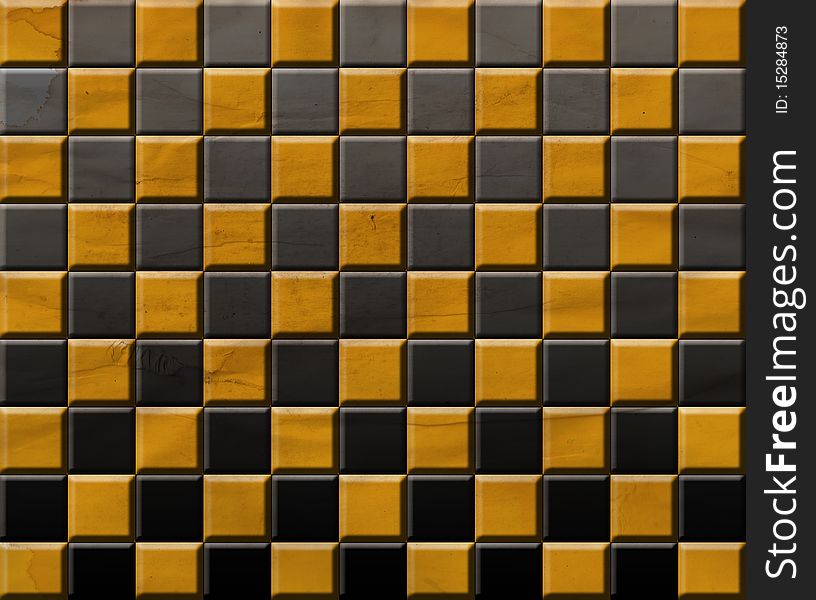 Orange and black squares forming a checkers pattern. Orange and black squares forming a checkers pattern