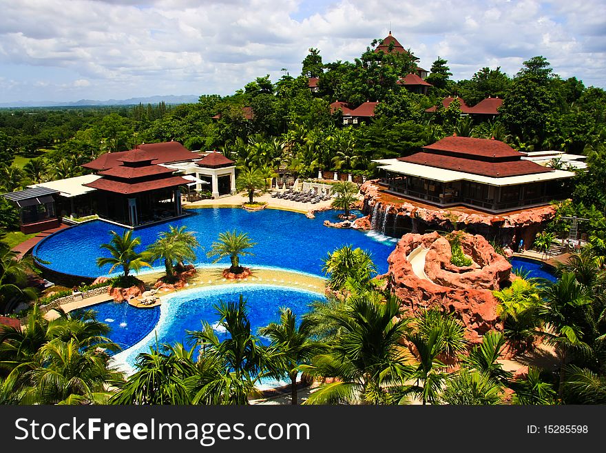 Swimpool in resort,holiday thailand