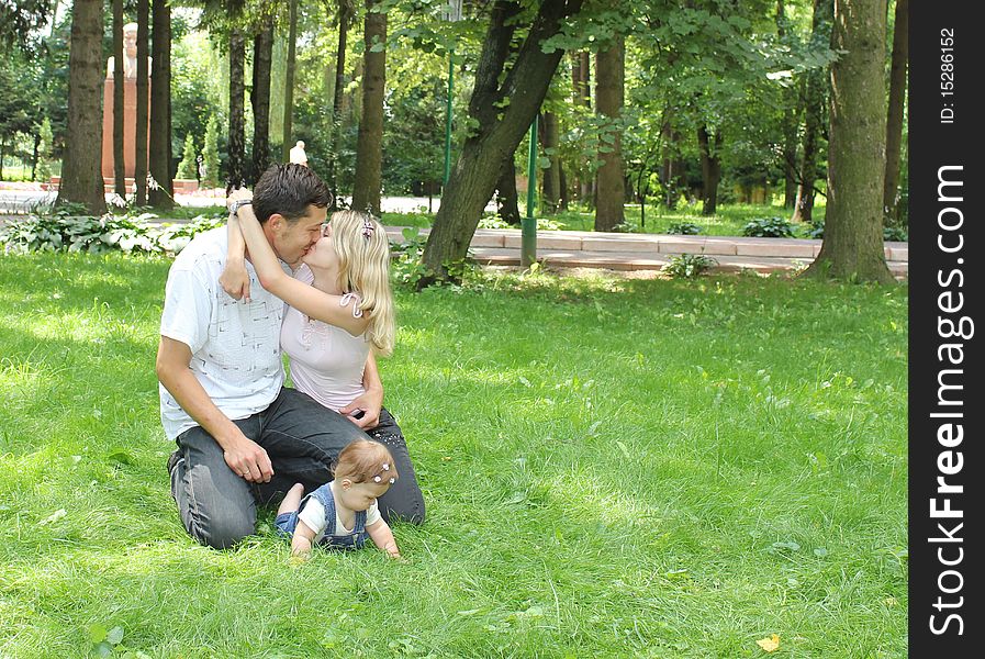 A young family in the park