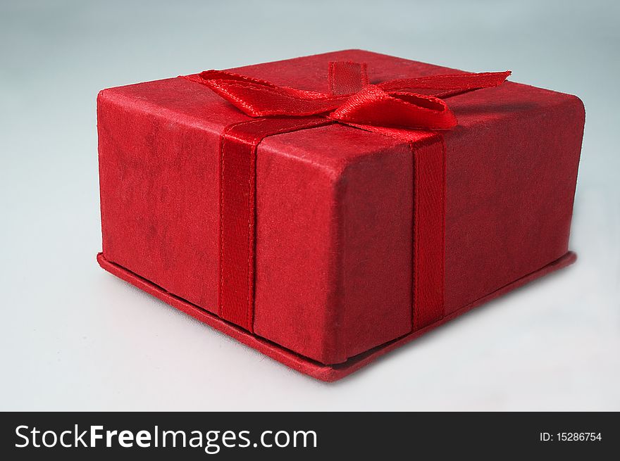 Red present box in a wide angle presentation!. Red present box in a wide angle presentation!