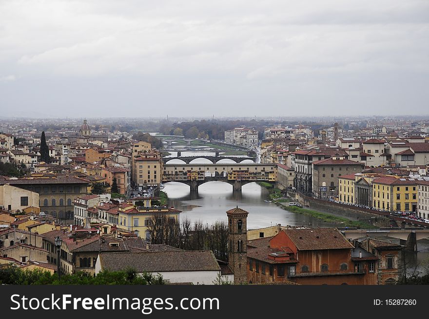 Skyline Of Florence City With Cloudy Weather