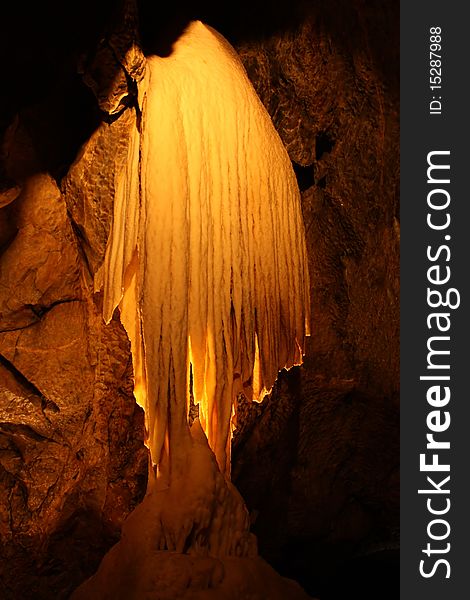 Cave with stalagmites and stalactites