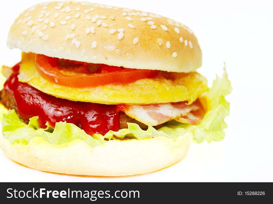 Hamburger on white isolation background.