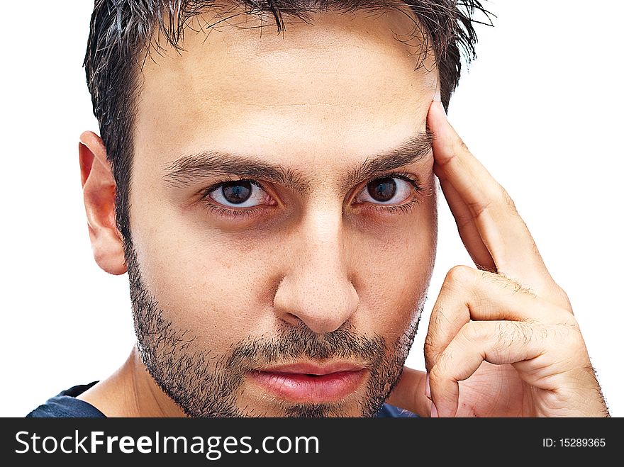 Bearded young man posing on white background. Bearded young man posing on white background