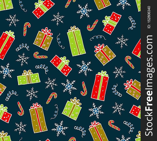 Christmas gifts pattern hand drawing