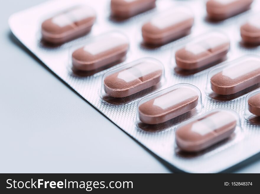 Pills in blister packs isolated on white background. Pills in blister packs isolated on white background