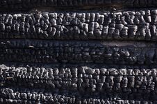Natural Fire Ashes With Dark Grey Black Coals Texture. It Is A Flammable Black Hard Rock. Copyspace Stock Photo