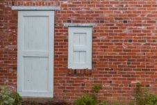 Brick Wall With Door And Window Stock Photos Brick Wall With Door And Window Stock Photos