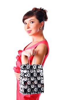 Young Woman Holding Shopping Bag Stock Photography