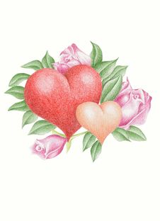 Hearts And Roses Royalty Free Stock Images