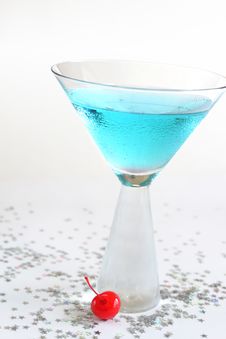 Sparkling Blue Drink With Cherry. Stock Image Sparkling Blue Drink With Cherry. Stock Image