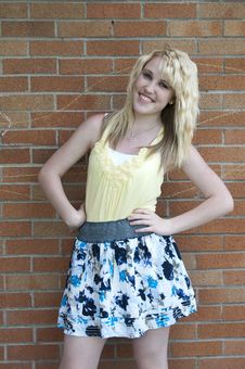 Girl Standing Next To Brick Wall Royalty Free Stock Photos Girl Standing Next To Brick Wall Royalty Free Stock Photos