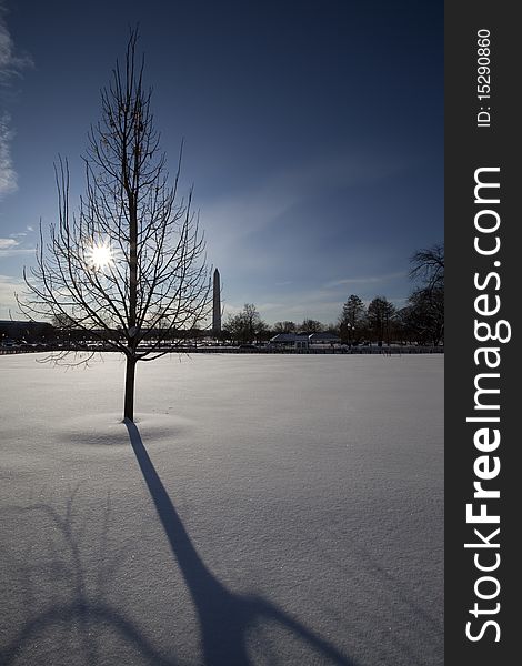 Washington District Of Columbia Washington Monument National Mall Nations Capital with snow at sunrise