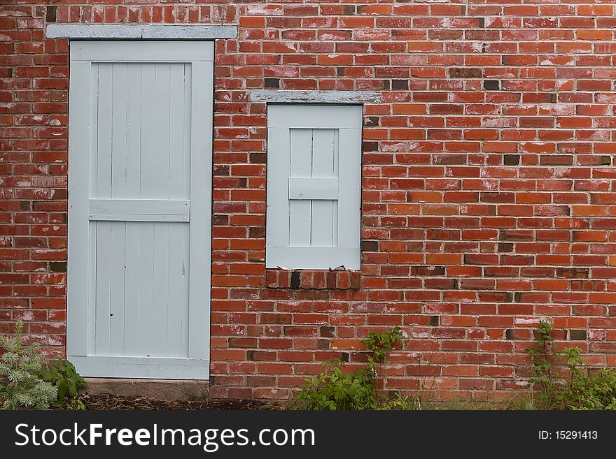 Brick Wall With Door And Window