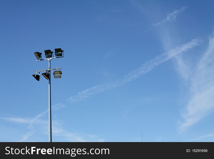 New equiped street light,on the background blue sky. New equiped street light,on the background blue sky.