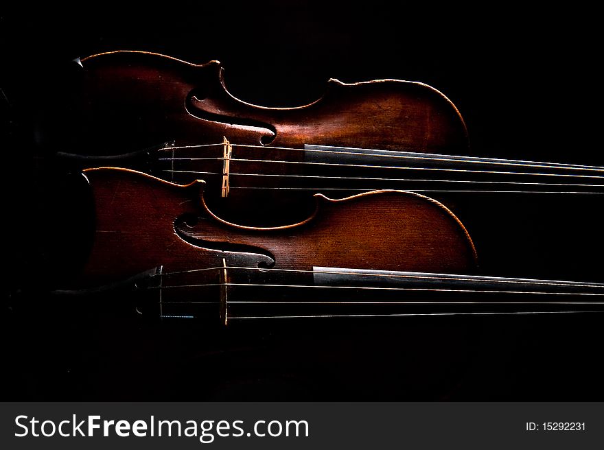 Beautiful old violin on dark background