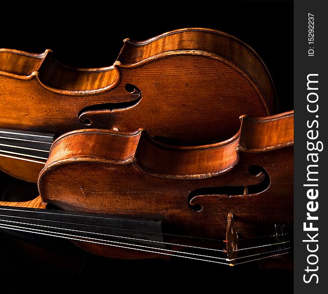 Beautiful old violin on dark background