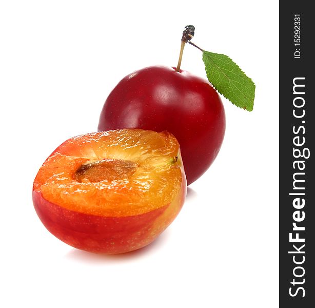 Cherry-plum isolated on white background