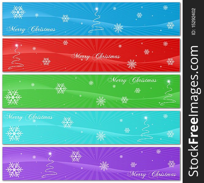 Image of various colorful Christmas banners.