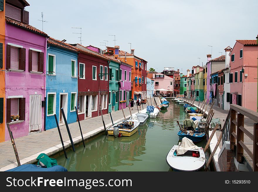 Houses And Canals Of Burano