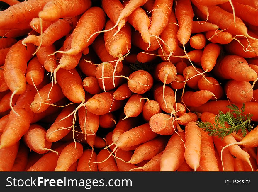 Freshly picked carrots on display at a farmer's market in portland, oregon