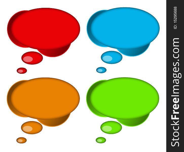 Four speech bubbles in different colors