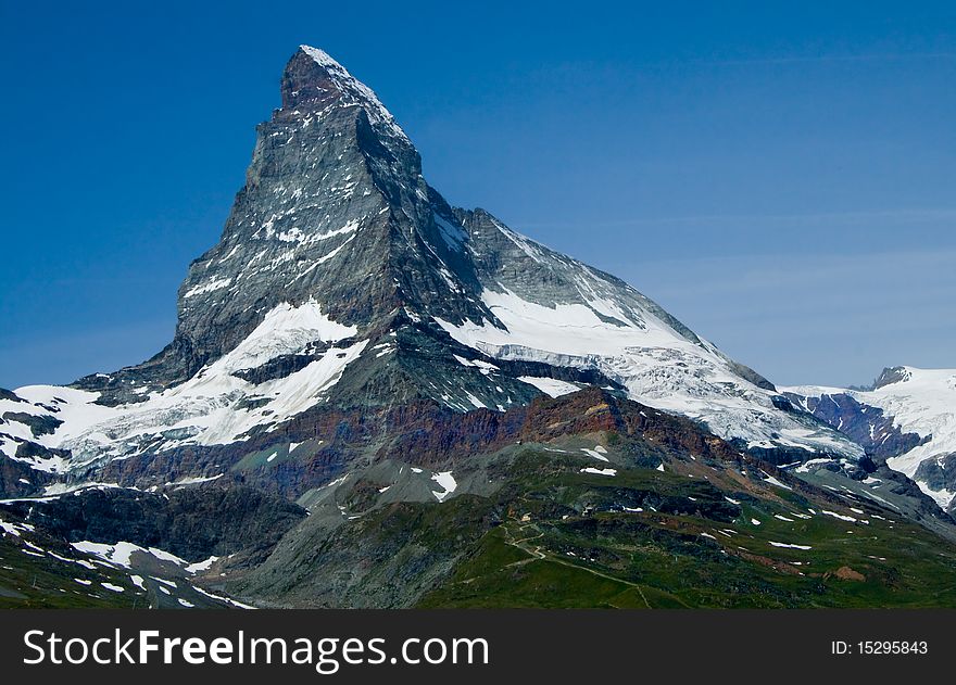 The matterhorn in the swiss alps above zermatt