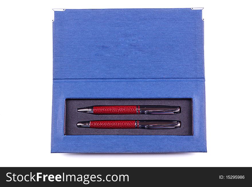 Pen in blue holder