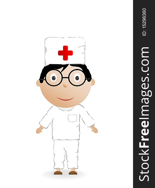 The boy in the medical form  on a white background