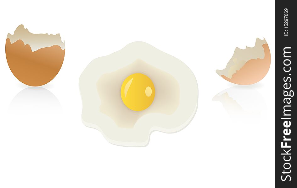 Brown and broken egg shells isolated