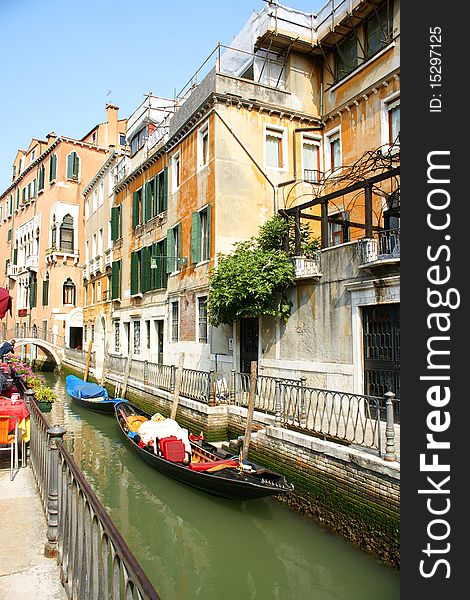 Photo of a canal in Venice, Italy. Photo of a canal in Venice, Italy