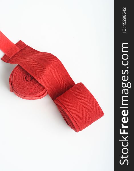 Red Boxing Hand Wraps, isolated on a White Background.