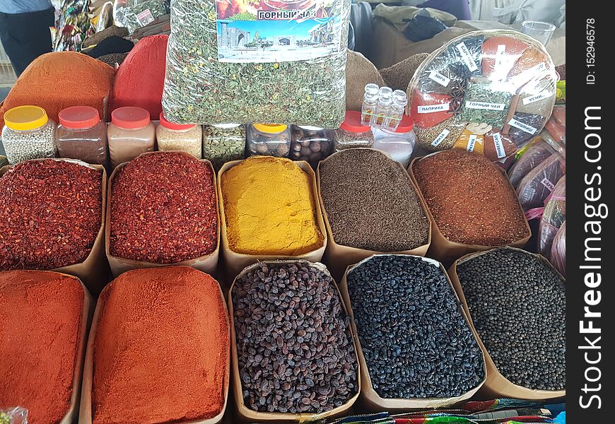 Fresh spices and chilly in stock