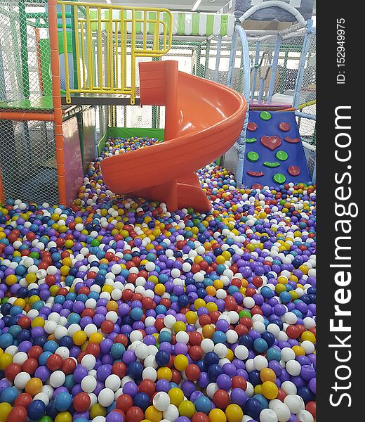 Playing area with cute balls