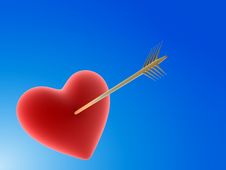 Red Heart With Golden Arrow Royalty Free Stock Photos Red Heart With Golden Arrow Royalty Free Stock Photos