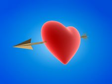 Red Heart With Golden Arrow Royalty Free Stock Photos Red Heart With Golden Arrow Royalty Free Stock Photos