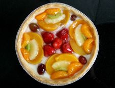 Summer Garden Fruits In A Sweet Glazed Cream Pie Dessert Stock Images
