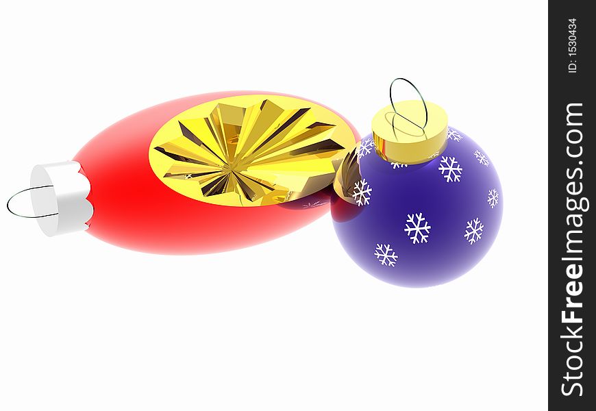 New Year. Winter imaginations. Christmas ornaments. Fur-tree toys. 3D.