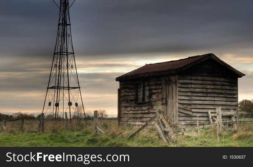 Run down wooden shed in the countryside. Run down wooden shed in the countryside