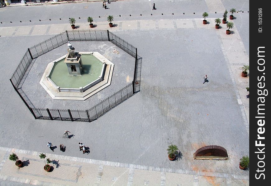 Fountain in old Havana plaza.