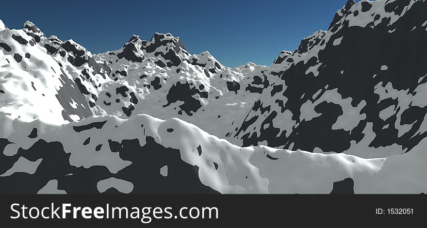Computer generated Image. Panorama of mountains. Computer generated Image. Panorama of mountains