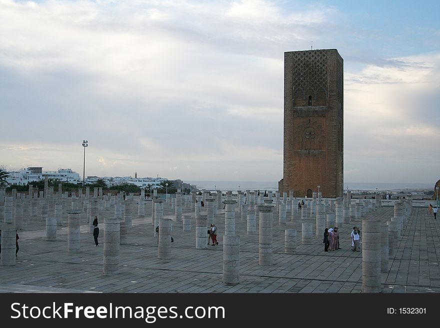 View at square with tower of Hassan in Rabat (Morocco). View at square with tower of Hassan in Rabat (Morocco)