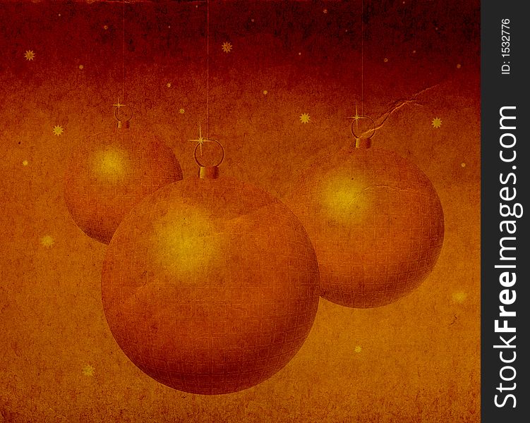 Golden christmas balls on grunge background