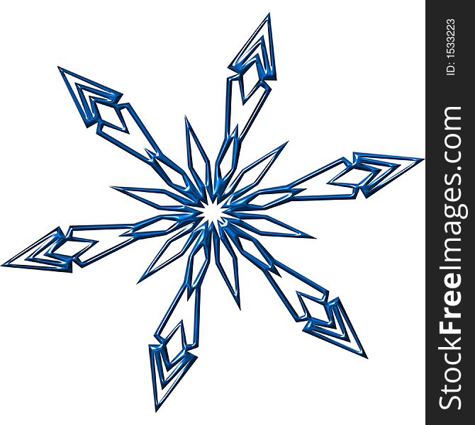 Blue Christmas snowflake illustration on white