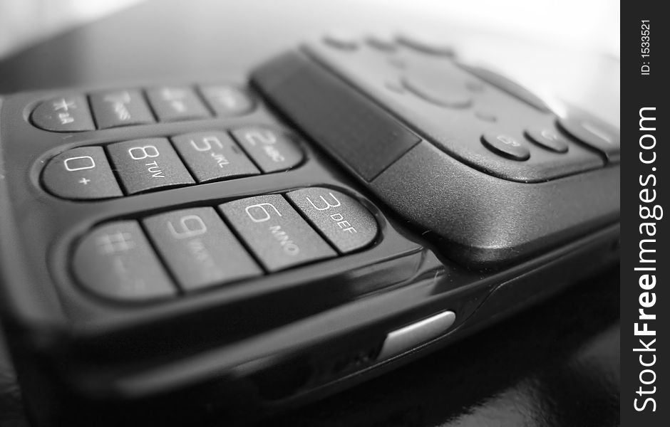 Closeup of Mobile Keypad in black and white